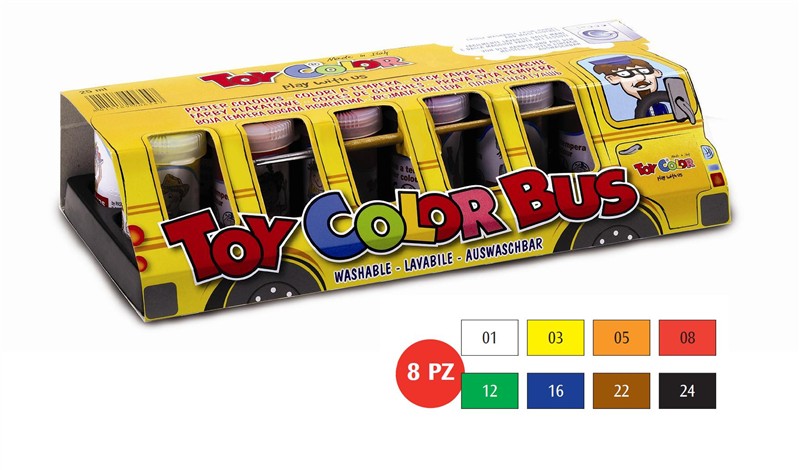 Temperové,barvy,TOY COLOR,AUTOBUS,8set,