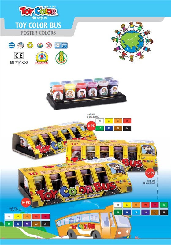Temperové,barvy,TOY COLOR,AUTOBUS,8set,