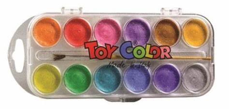 Vodové barvy Toy Color 12 barev perleťové