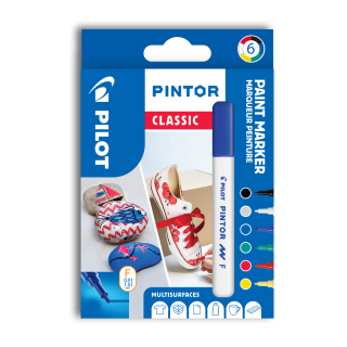 Pilot, Sada 6 ks Akrylový Popisovač Pintor, (F) tenký, mix barev Classic