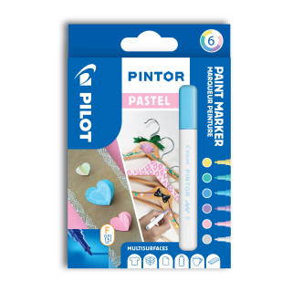 Pilot, Sada 6 ks Akrylový Popisovač Pintor, (F) tenký, mix pastelových barev