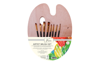 Sada štětců s dřevěnou paletou